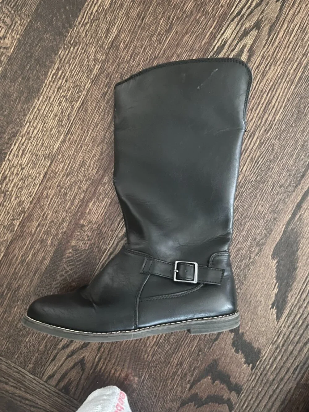 Crazy 8 Girls Black Faux Leather Knee-High Riding Boots Size 3